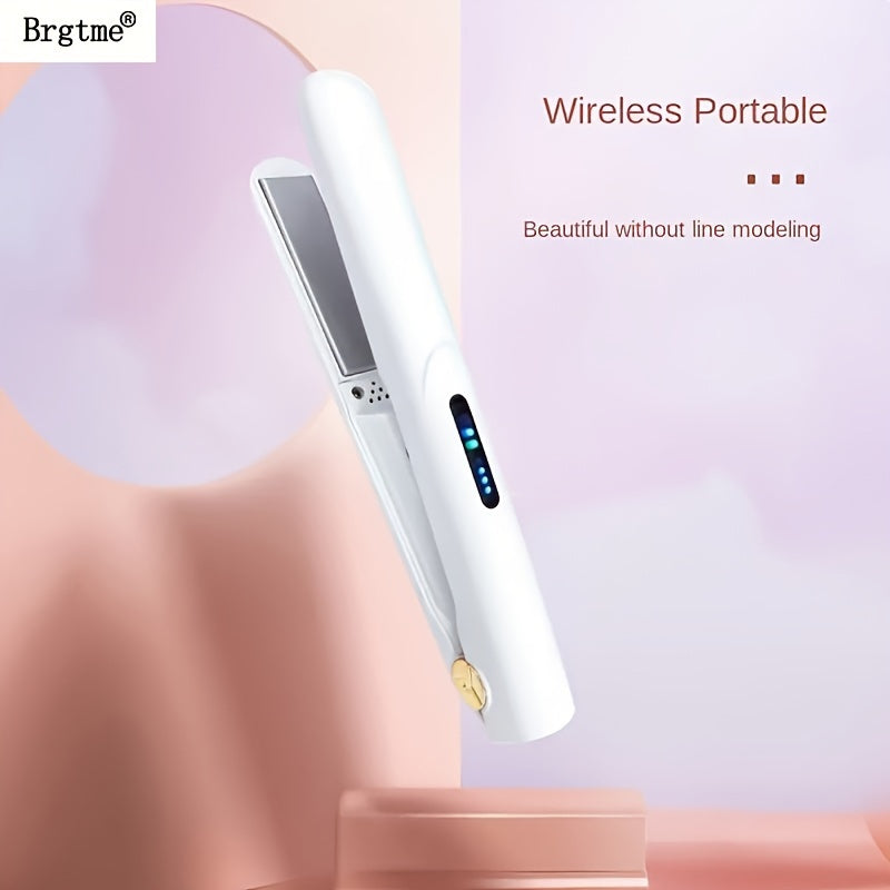 2-in-1 Wireless Mini Portable USB Hair Straightener Curling Iron - Intelligent Temperature Control, Anti-Scalding, Anion Care Hair, Large-Capacity Lithium Battery for Long-Lasting Life, Portable Charger for Travel and Party -