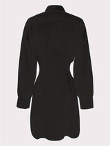 Chic Pleated Slim-Fit Blouse - Essential Long Sleeve Top for Women, Perfect for Spring & Fall