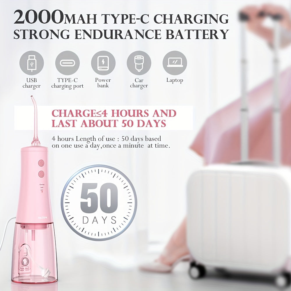 Pink Water Flosser And Electric Toothbrush, 6 Jet Tips & 8 Brush Heads, Usb Chargeable, Best Christmas Gift