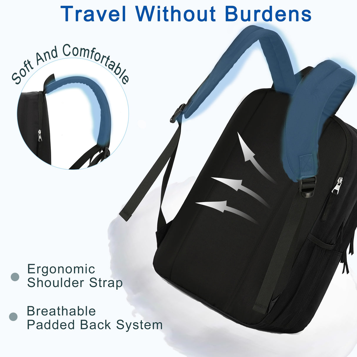 Laptop Backpack 17 inch for Women Men Large College Bookbags Waterpoof Work Business Travel Backpacks Kids School Bag for Girls Boys Students Teens Elementary Schoolbag Casual Daypack Sport -Black