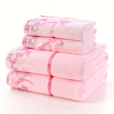 4pcs Luxury Lace Embroidered Towel Set - Ultra-Soft, Quick-Dry Microfiber, Durable & Decorative - Hotel-Grade Bath Linen for Home - Includes 2 Bath Towels & 2 Hand Towels, Premium Bathroom Essentials