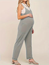 Women's Sleeveless Maternity Jumpsuits Casual Spaghetti Strap Overalls Long Harem Pants Romper with Pockets