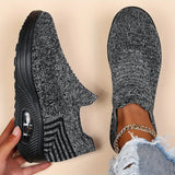 All-Season Women's Lightweight Sneakers - Stabilizing Air Cushion, Slip-On Running Shoes in Sleek Black