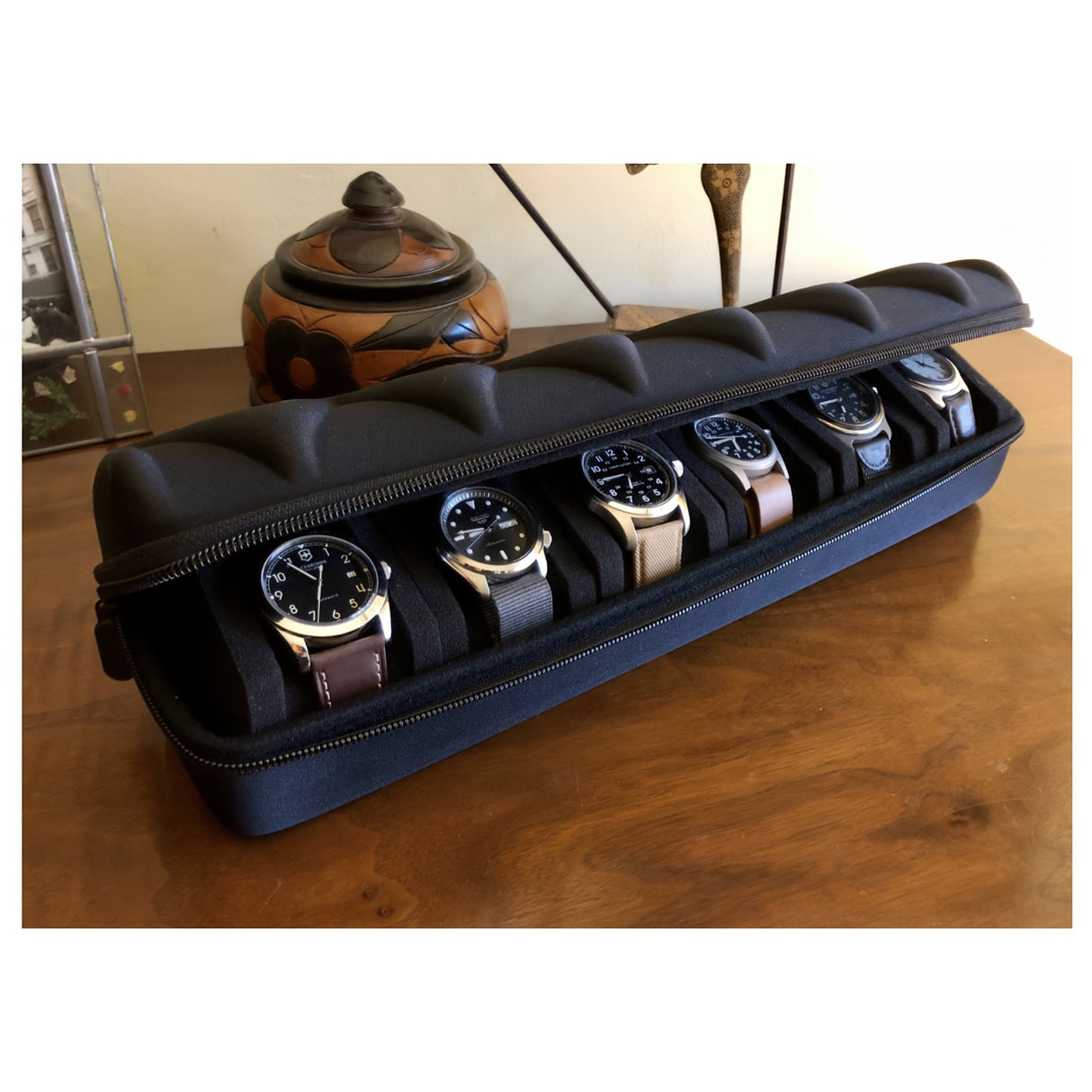 6-Watch Storage Case - Durable Hard-Shell Protection, Spacious Interior, Plush Soft Pillow - Portable Travel Case for Watches, Ideal for Home Storage and Organization
