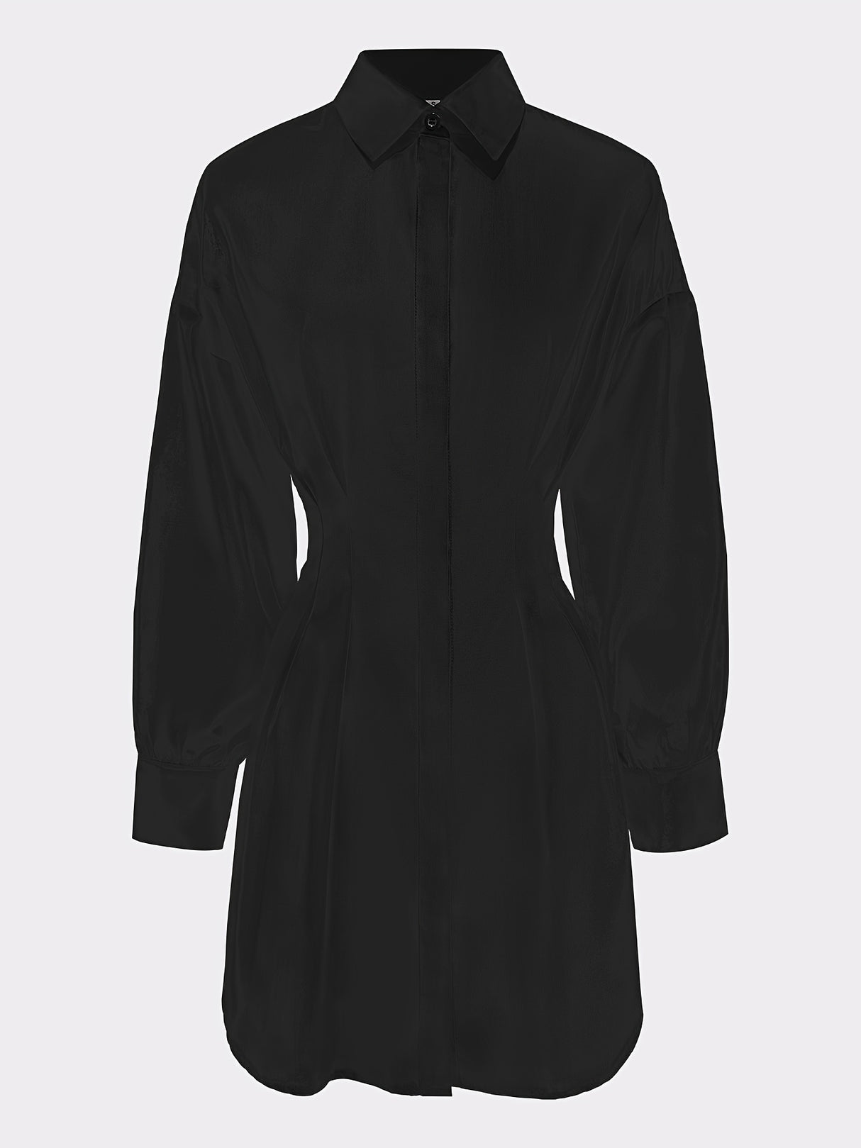Chic Pleated Slim-Fit Blouse - Essential Long Sleeve Top for Women, Perfect for Spring & Fall