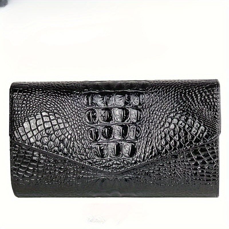 Crocodile Embossed Clutch Bag, Fashionable Evening Party Purse for Carnival, Mardi Gras, Music Festival