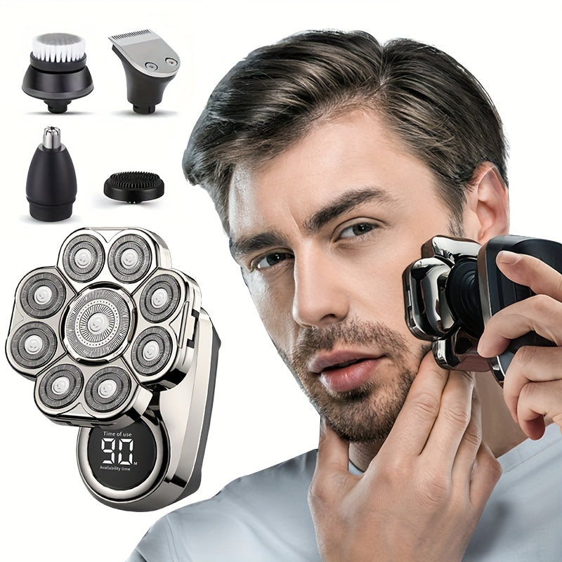 Electric Shaver for Men, 9-Blade Head Shaver, Cordless USB Rechargeable Wet/Dry Razor, Lithium Battery, Rotary Bald Head Hair Clippers with Opening Tool Head - Waterproof Electric Razor