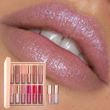 12 Colors Lip Gloss Set Liquid Lip Gloss Makeup Cosmetic Liquid Lipstick Smudge Proof Waterproof Lip Tint Set Mother's Day Gift