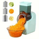 Electric Cheese Grater, Electric Slicer Shredder, Electric Vegetable Slicer Salad Maker, Fruit Cutter, Food Processor Spiralizer For Fruits Veggies With Multi Cone Blades, Stainless Steel, White