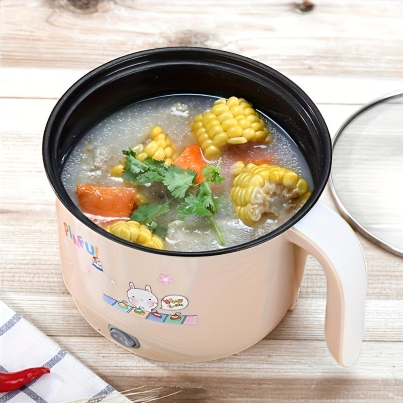 Electric Hot Pot with Steamer and US Plug - Multi-Functional Non-Stick Electric Cooking Pot for Dormitory & Household - Mini Portable 110V-130V Personal Cooker for 1-2 People