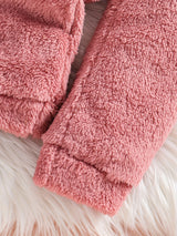 2pc Double-sided Fleece Sets, Solid Top & Jogger Pants Kids Clothes For Toddler Girls Fall Winter Outdoor