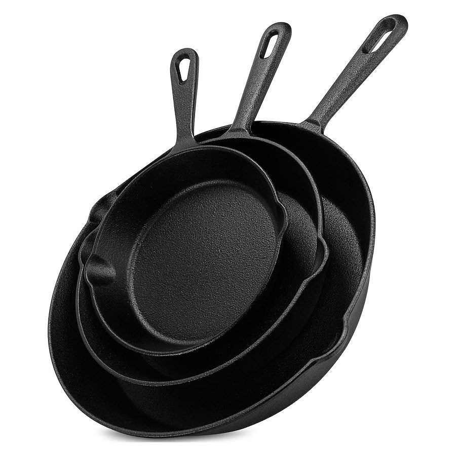 [Cast Iron Skillet] 3pcs/4pcs/5pcs Cast Iron Skillet Set | 6 Inch/8 Inch/10 Inch Cast Iron Frying Pan, Household Pan, Kitchen Accessories, Home Cook, Cast Iron Pan Without Coating Set