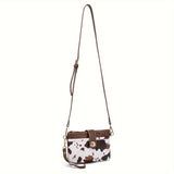 Retro Cow Print Crossbody Bag, Western Aztec Clutch Bag, Ethnic Style Wrist Wallet Coin Purse For Women