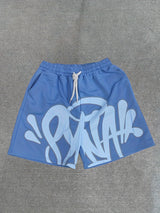Casual Retro Hip Hop Print Drawstring Shorts for Men & Women - Y2K-Inspired Cotton Blend, Machine Washable, Streetwear Fashion