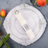 350PCS Silver Plastic Plates&Pre Rolled Napkins for 50 Guests, Plastic Dinerware Set 100 Silver Disposable Plates, 150 Silver Silverware, 50Cups and 50Napkins for Wedding&Party