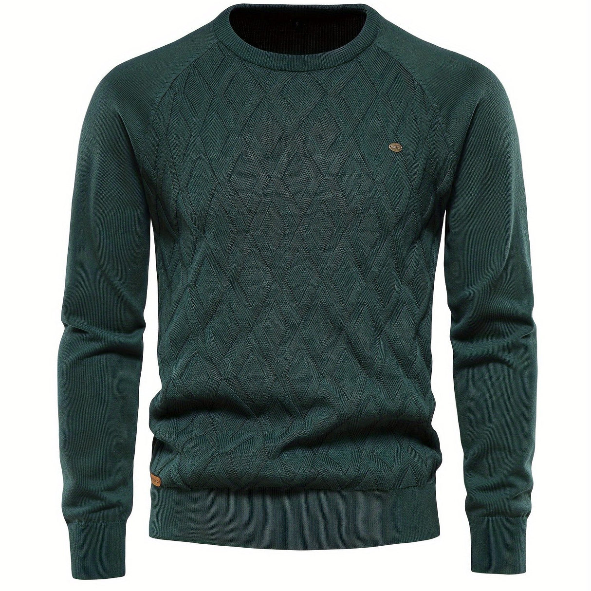 All Match Cotton Knitted Solid Sweater, Men's Casual Warm Slightly Stretch Crew Neck Pullover Sweater For Men Fall Winter