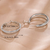 1 Pair Luxury Delicate Multilayer Zirconia Hoop Earrings - Silver Plated, Dainty, Party, Holiday Decor - Perfect Gift for Women and Girls