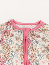 Adorable Sunshine Baby Girl Long Sleeve Bodysuit - Soft Bamboo Fabric, Comfy Zipper Design, Vibrant Sun Flower Print, Perfect for Newborns - Easy Care, Breathable, and Gentle on Skin