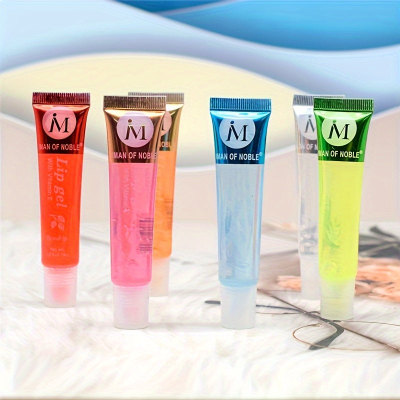 1/2/6pcs Ultra-Hydrating Lip Gel Collection - Nourishing Vitamin E, Rosehip, Argan Oil, Mint, Aloe, Coconut Moisturizing Transparent Lip Gloss with Plant Squalane - Random Color, Long-Lasting, Non-Sticky, Clear Lip Oil for So