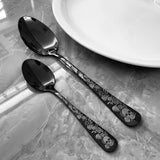 20/30pcs Gothic Design Cutlery Service For 4/6, Premium Stainless Steel Flatware Includes Spoon Fork And Knife, Cool Silverware With Skull&Rose Pattern, Mirror Polished, Nice Gift For Dark&Rock Lover/Halloween/Day Of The Dead