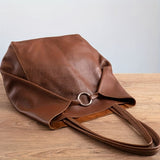 Large Capacity Retro Soft PU Leather Tote Bag - Stylish Buckle Closure Shoulder Bag with Spacious Interior - Trendy Handbag for Women with Classic Design