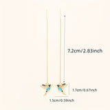 Elegant Dangle Birdie Ear Line Stud Earrings with Zirconia Tassels - Golden Earrings for Women, Perfect for Parties and Weddings, READKISS