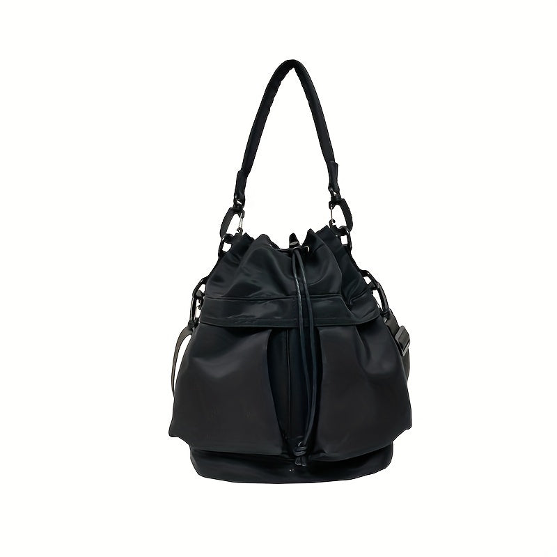 Luxury Large Capacity Drawstring Crossbody Bag - Women's Nylon Shoulder Bag for Daily Use - Spacious, Stylish, and Practical Tote Bag with Adjustable Strap