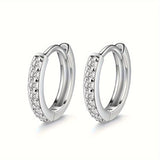 Sterling Silver White Gold Plated Hoop Earrings with Needle Drill Design, Nickel-Free