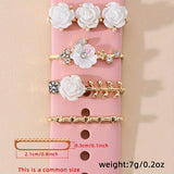 4 Pcs Elegant Flower Shaped Rhinestone Watch Band Charms - Decorative Clips in Golden Zinc Alloy with Cute Style - Perfect Accessories for Women's Watches