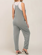 Women's Sleeveless Maternity Jumpsuits Casual Spaghetti Strap Overalls Long Harem Pants Romper with Pockets