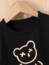 Toddler Boys 2-Piece Set, Cute Bear Pattern, Casual Short Sleeve T-Shirt & Shorts, Comfortable Summer Outfit for Kids