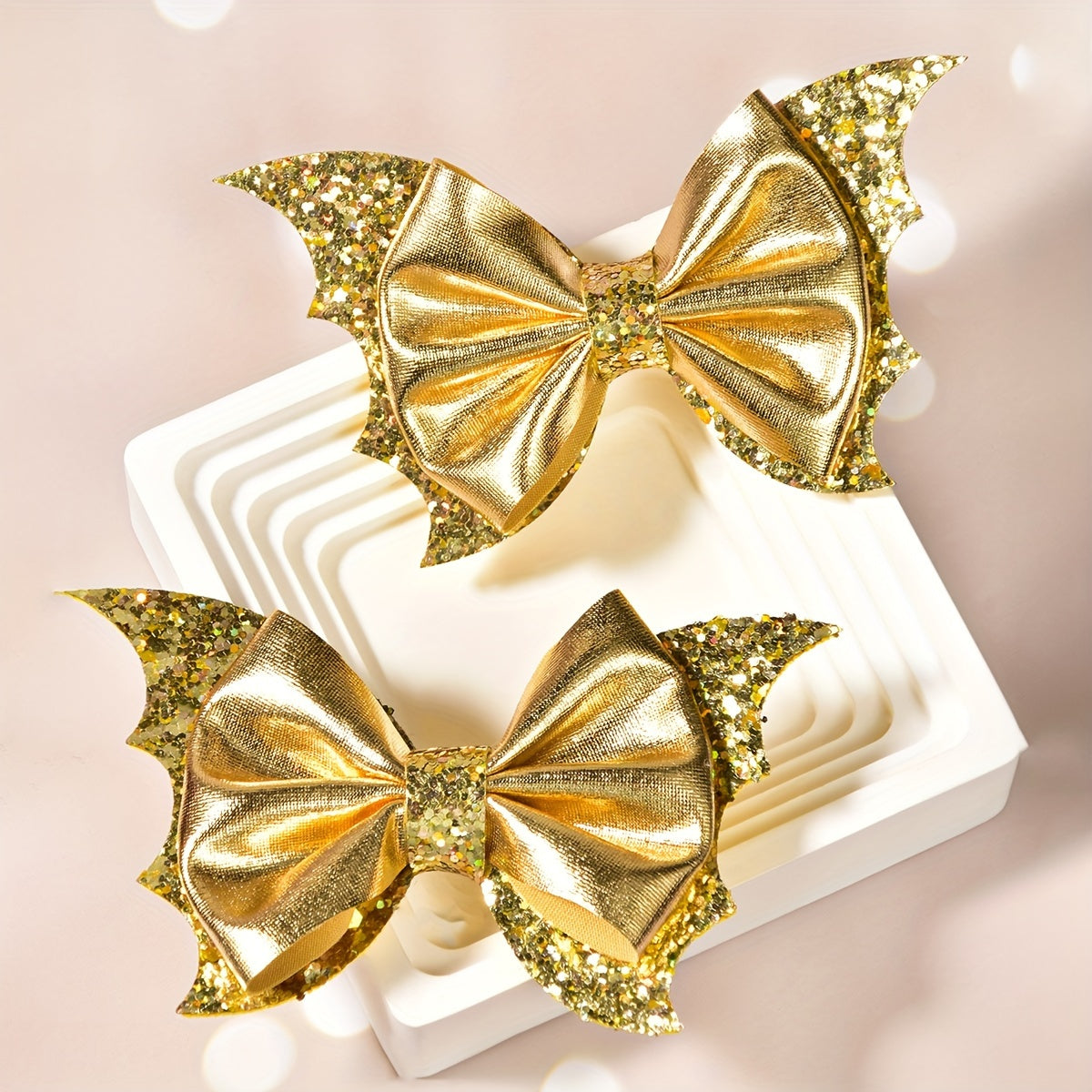 2pcs, Delicate Gothic Punk Bat Wings Design Hair Bows, Girls Halloween Style Casual Leisure Hair Accessories, Gift Photo Props