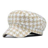 Houndstooth Newsboy Cap Women's Elegant Military Style Hats Breathable Painters Hats