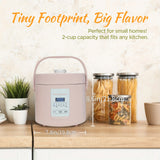 MOOSUM Multi Mini Rice Cooker 2-cups Uncooked (1.2L), Portable Small Japanese Travel Rice Cooker with Non-Stick Inner Pot, Slow Cooker, Easy Presets, 24 Hours Timer Delay & Keep Warm Function
