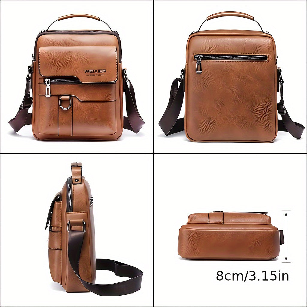 Men'S Authentic Leather Messenger Bag Vintage Style Business Handbag