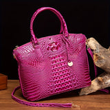Chic Crocodile Embossed Womens Handbag - Top Handle Satchel with Roomy Interior & Convertible Crossbody Strap - Fashion Purse for Everyday Style