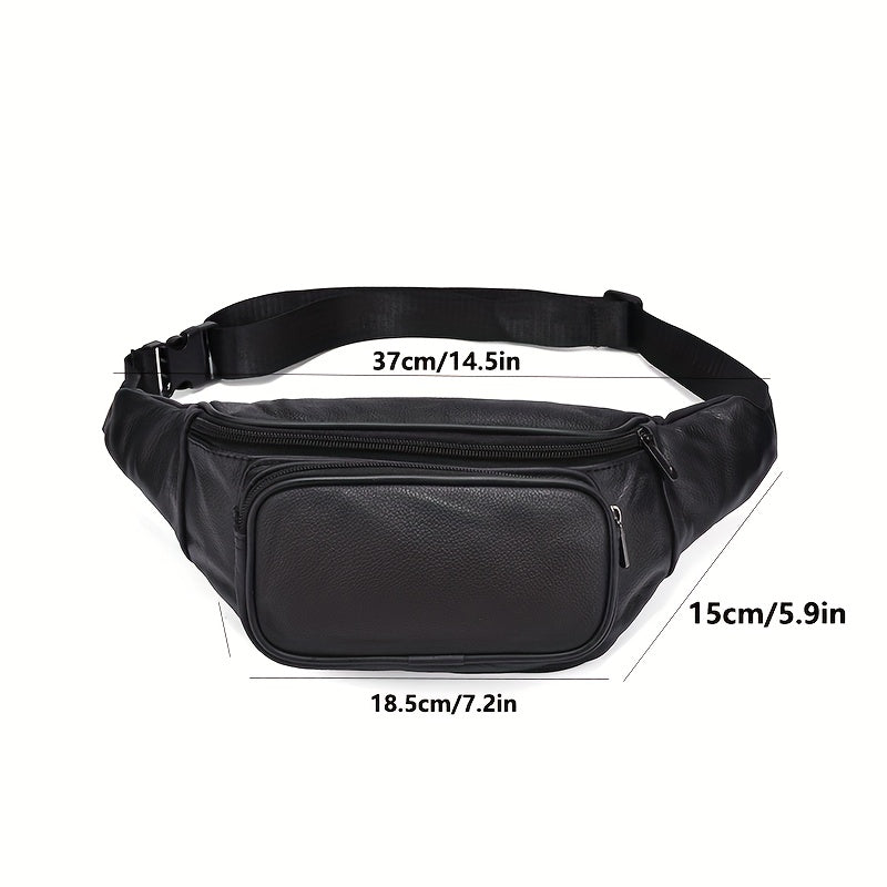 Stylish Waist Bag Genuine Leather Top Layer Cowhide Classic Belt Bag For Men Women, Sports Casual Fanny Pack, Business Cash Bag