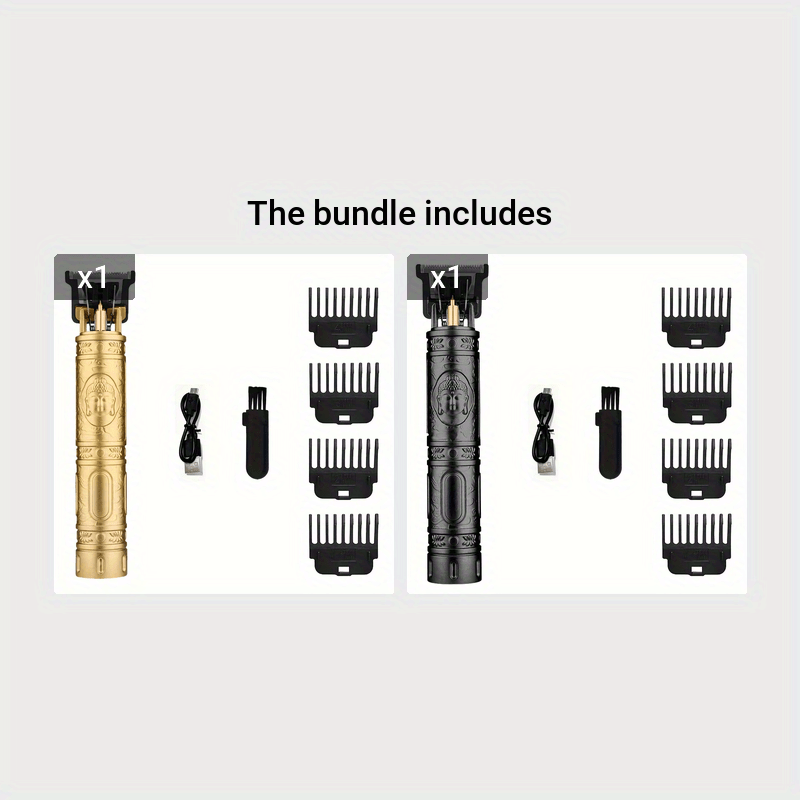 USB Rechargeable 320mAh Lithium Battery T9 Vintage Carving Men'S Electric Razor - Wet/Dry Shaving Clipper Body Hair Trimmer - ABS Plastic