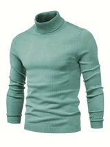 All Match Knitted Sweater, Men's Casual Warm Slightly Stretch Lapel Neck Pullover Sweater For Men Fall Winter