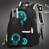 2pcs/set Cartoon Print Large Capacity Casual Backpack, 2-Piece Set: Travel Backpack, School Bag, Chest Bag