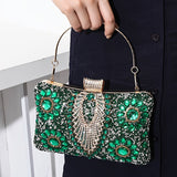 Vintage Glamour Ladies' Cocktail Clutch Bag - Sparkling Rhinestones, PU Leather, Optional Chain Shoulder Strap, Stylish Party Prom Handbag with Classic Design and Timeless Elegance