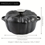 Small Cast Iron Dutch Oven, Pre-seasoned Pumpkin Dutch Oven with Lid, Garlic Roaster for Oven, Pumpkin Pot for Cooking and Serving, 1.68Quart