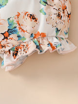 Adorable "Happy's Girl" Cotton Blend Newborn Outfit Set - Ribbed Romper with Flutter Sleeves, Floral Shorts & Matching Headband, Machine Washable - Perfect for Spring/Summer, Newborn Summer Outfit|Floral Baby Clothes|Cotton B