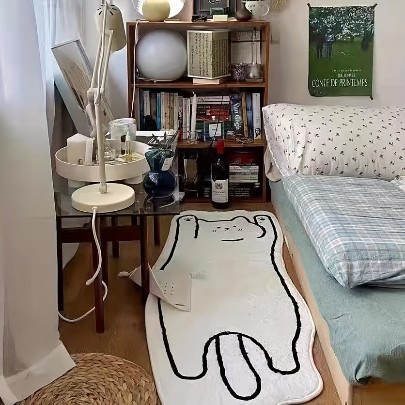 1pc Extra Large Adorable Cat Rug - Luxuriously Soft & Non-Skid, Vibrant Cartoon Animal Pattern for Indoor Bedrooms - Durable, Stylish Accent Carpet Mat