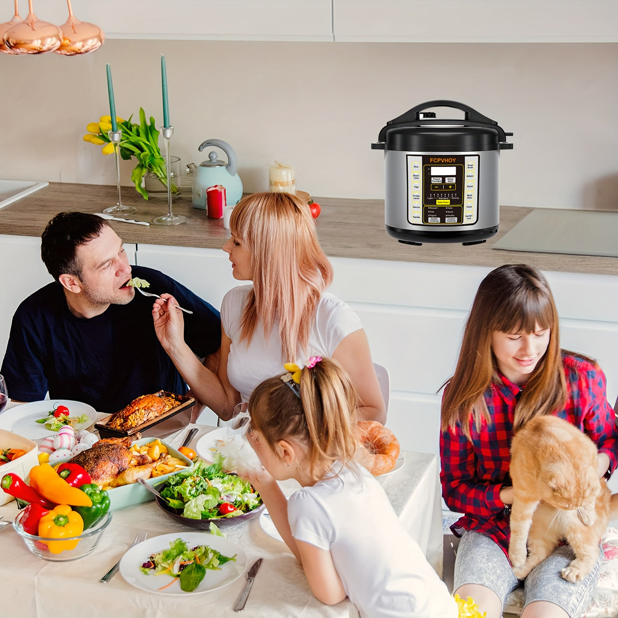Electric Pressure Cooker 6 Qt, 9-in-1 Instant Multi Cooker With Safer Venting Design, Rice Cooker, Slow Cooker, Sous Vide, Saute Pot, Stainless Steel 304 Liner