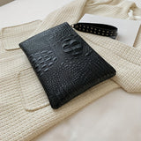 Crocodile Pattern Square Clutch Bag - Zipper Closure, Fixed Shoulder Straps, Animal Print PU Handbag with Polyester Lining and Wristlet - Fashionable Studded Decor for Women
