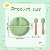 TYRY.HU 3pcs Baby Feeding Set Made of 100% Silicone, Featuring a Divided Suction Plate, Ideal for Baby-Led Weaning, Including Plates And Utensils, Suitable for Outdoor Dining, Camping, And As Gifts for Christmas, Halloween, A