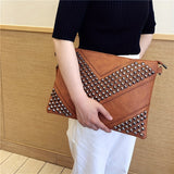 Fashion-Forward Womens Rivet Clutch Bag - Spiky Punk Style Crossbody Envelope Purse - Perfect for Everyday or Night Out Glam