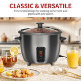 Rice Cooker with Removable Nonstick Pot, Yogurt Maker with Auto Keep Warm Function, Large Capacity 6-cup (cooked) 1.5 Qt, 3-cup (uncook), One Touch Operation Grain Cooker, Multicooker, Stainless Steel Inner Liner, Steamer, Oa