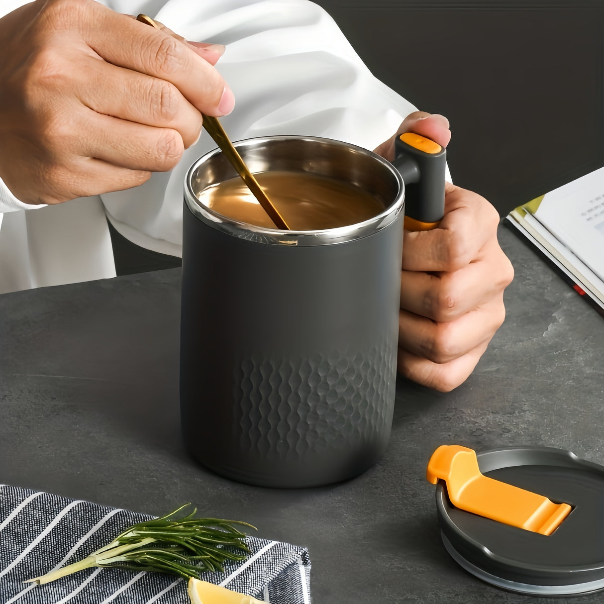 1pc, 15.2oz Premium Thermal Insulated Stainless Steel Coffee Mug with Lid - Keeps Drinks Hot or Cold for Hours, Sweat-Free and Spill-Proof, Perfect for Summer, Outdoor Activities, and Birthday Gifts